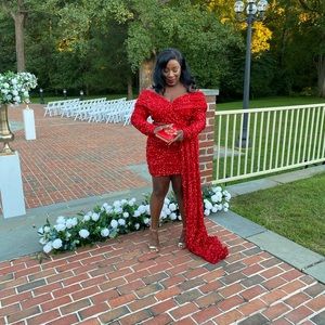 Red sequin gown